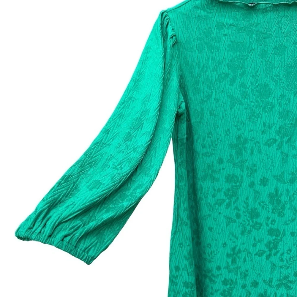 Maggy London NWT Long Sleeve Jacquard Shift Dress Green Large Christmas Holiday